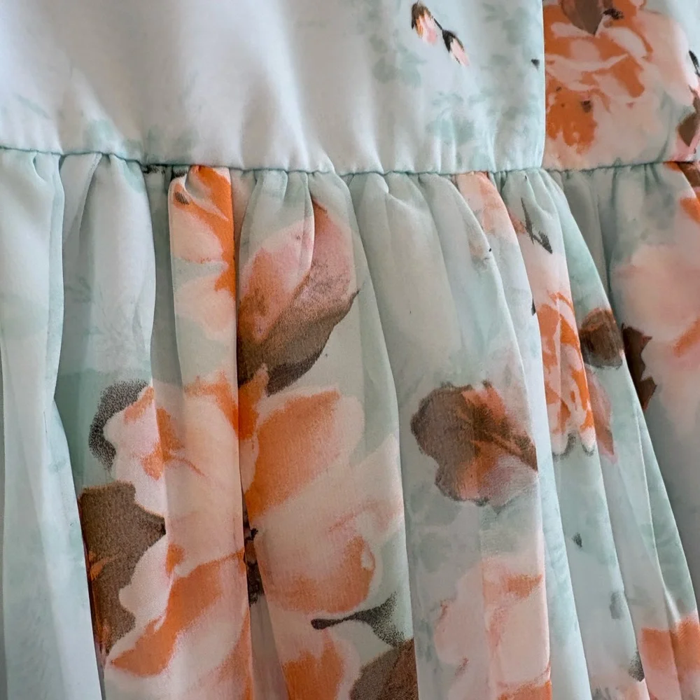 Pippa & Julie Floral Kids Dress - Blue and Pink Girls Size 14 - Picture 3 of 9